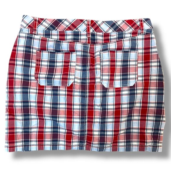 Croft & Barrow Red Blue Plaid Skort Women's Size 12 Stretch Preppy Y2K Americana - Picture 2 of 16